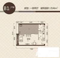 茉莉花开2室1厅1卫65㎡户型图