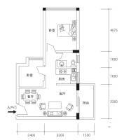 锦江钻石商铺2室2厅1卫65.2㎡户型图