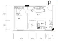 锦江钻石商铺1室1厅1卫49.7㎡户型图