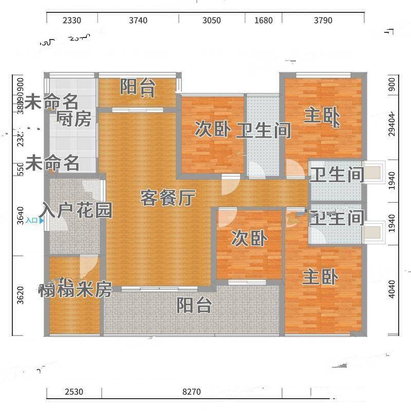 罗浮花园4室0厅0卫188㎡户型图