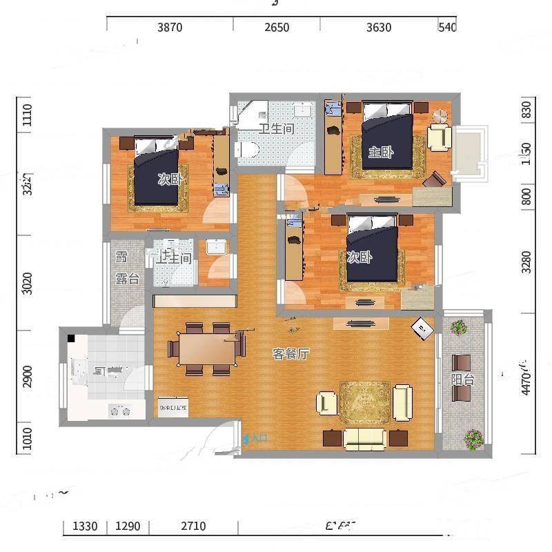 鑫诚花园三期3室0厅0卫129㎡户型图