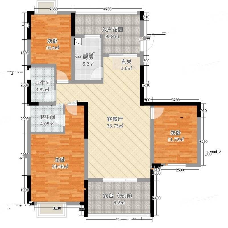 湖滨一号3室0厅0卫134㎡户型图