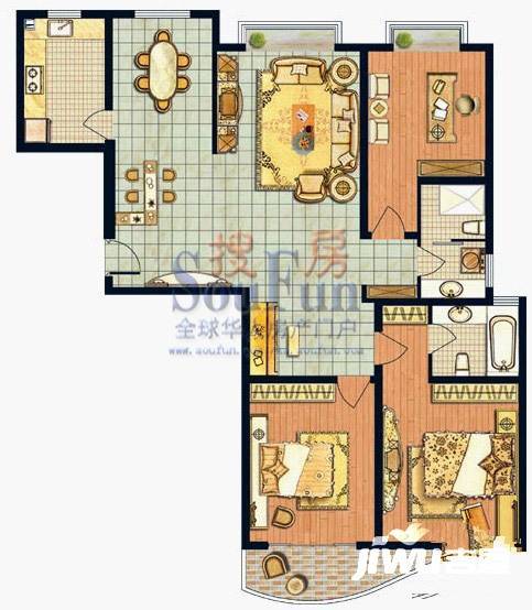 滨河家园3室2厅2卫157.6㎡户型图