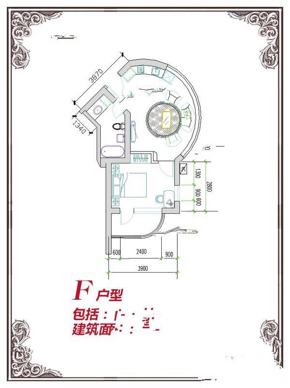 文华苑1室1厅1卫56㎡户型图