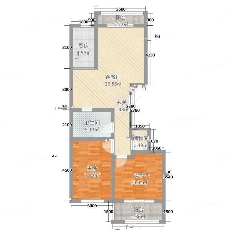 龙珠花园2室0厅0卫95㎡户型图