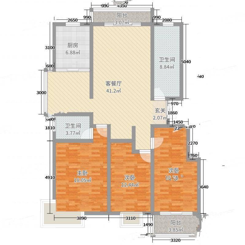 龙珠花园3室0厅0卫142㎡户型图