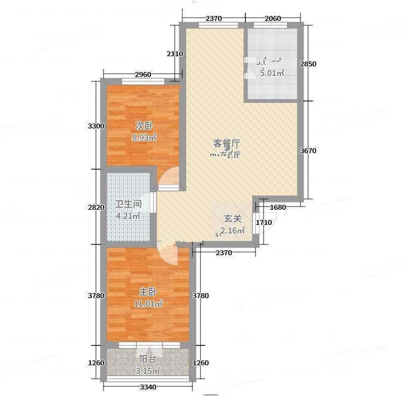 西泽园北区2室0厅0卫74㎡户型图