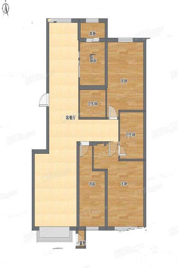 张运集团第一小区3室2厅2卫100㎡户型图