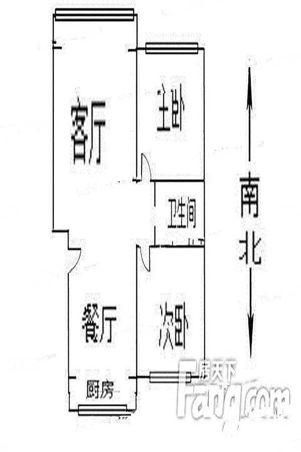 建业小区2室2厅1卫104㎡户型图